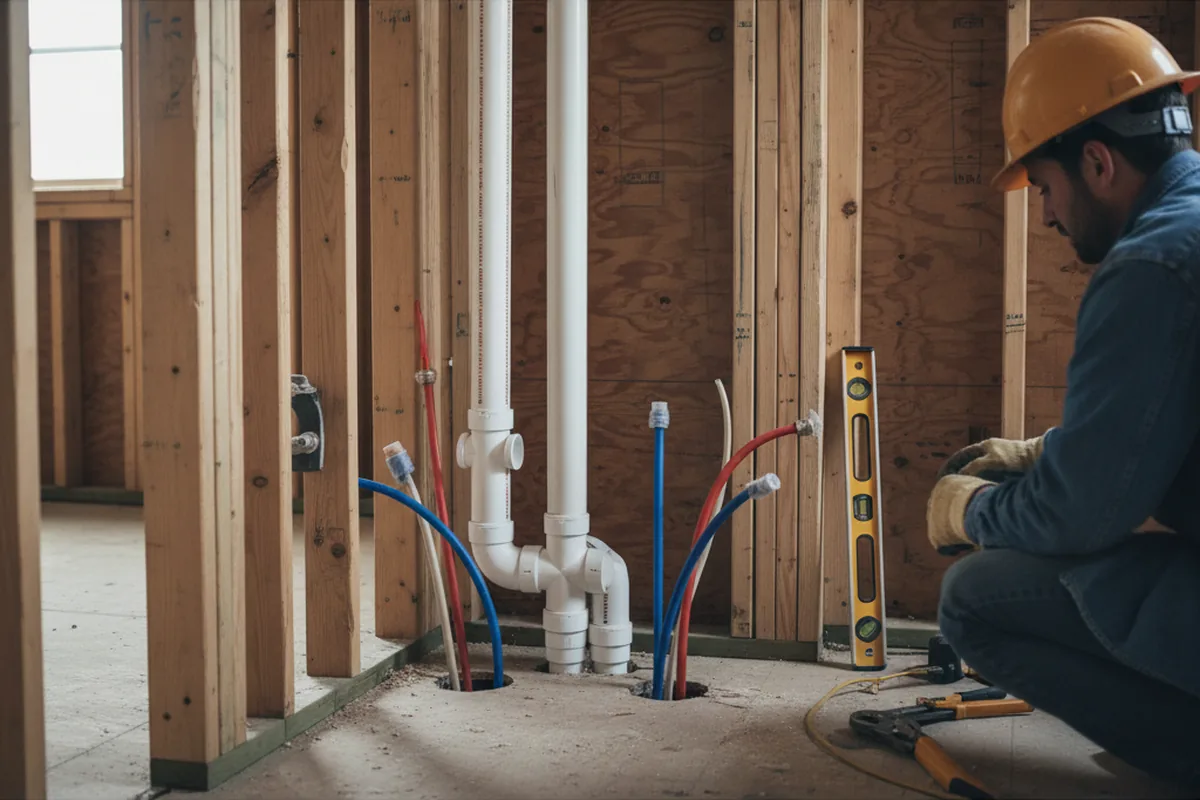 Drain and supply rough-in during Leak Detection in Round Hill